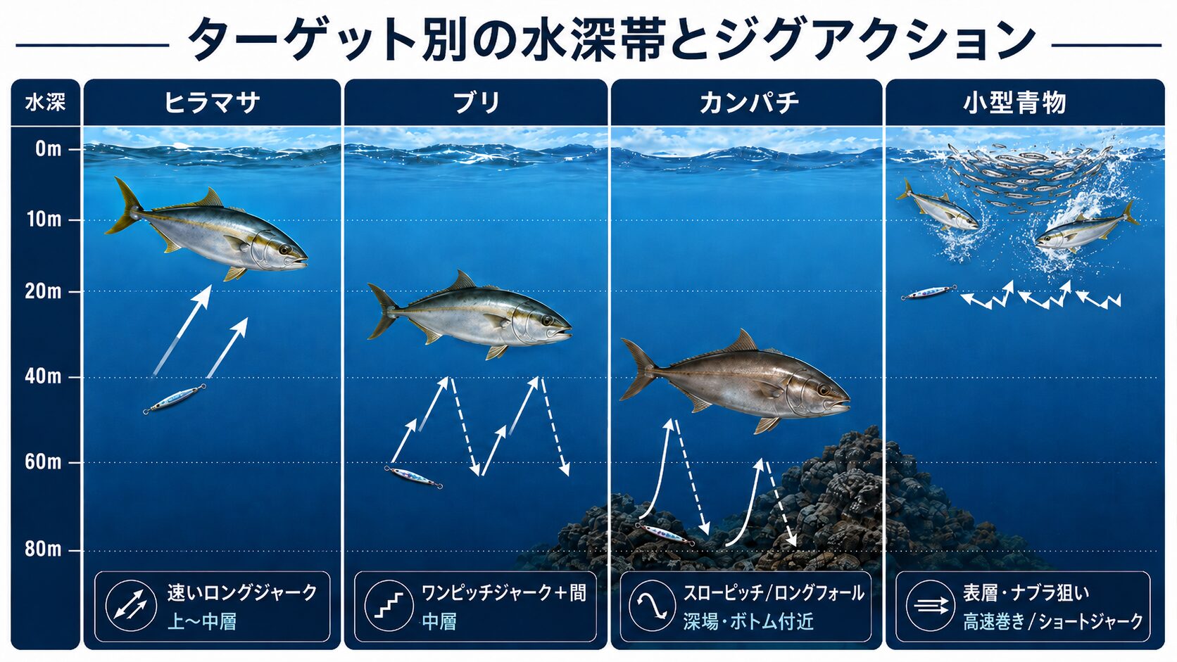 魚種別の誘い分け