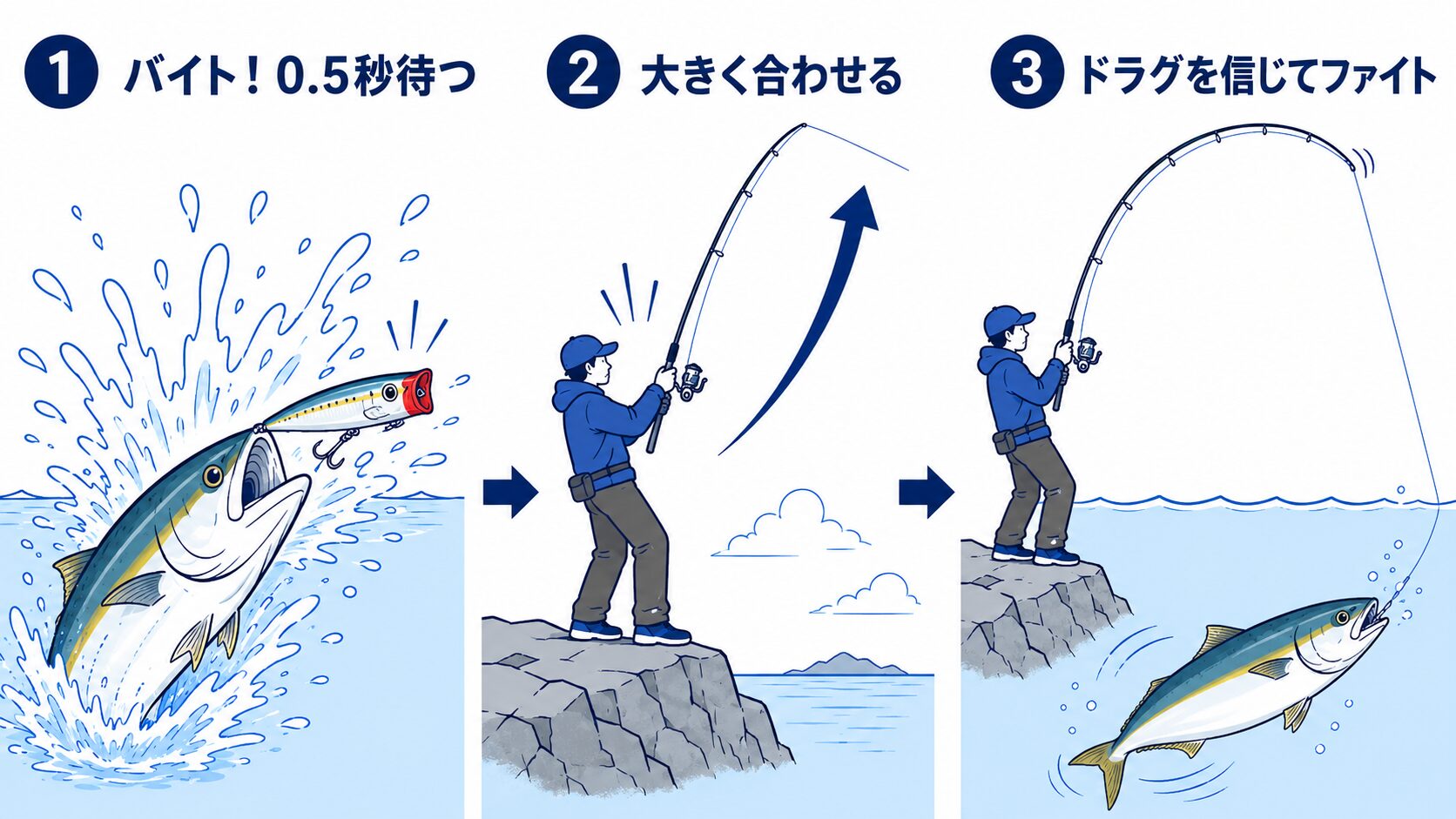 フッキング3ステップ｜待つ・合わせる・ファイト