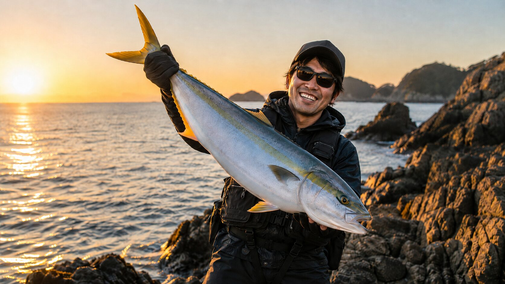 嵐が近づく磯から撤退するアングラー