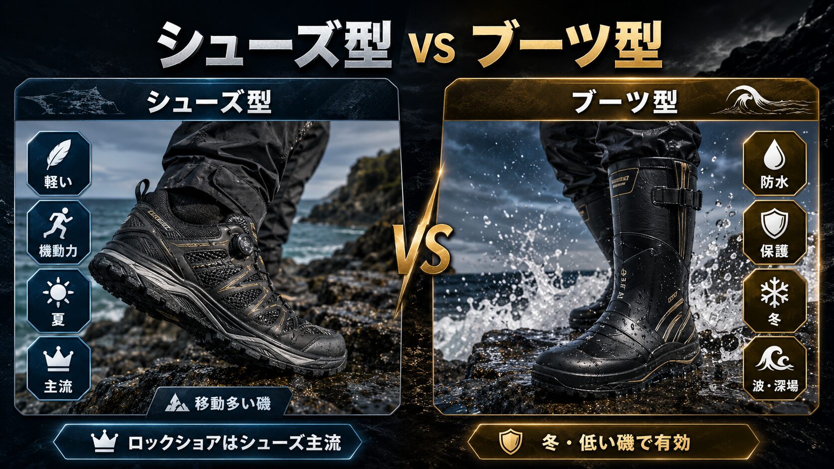 シューズ型とブーツ型の違い