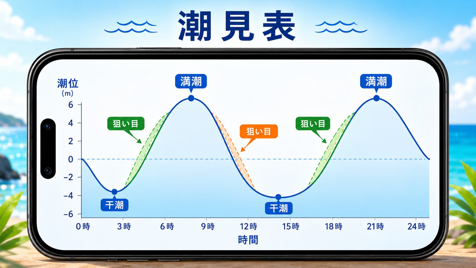 潮見表タイドグラフの読み方