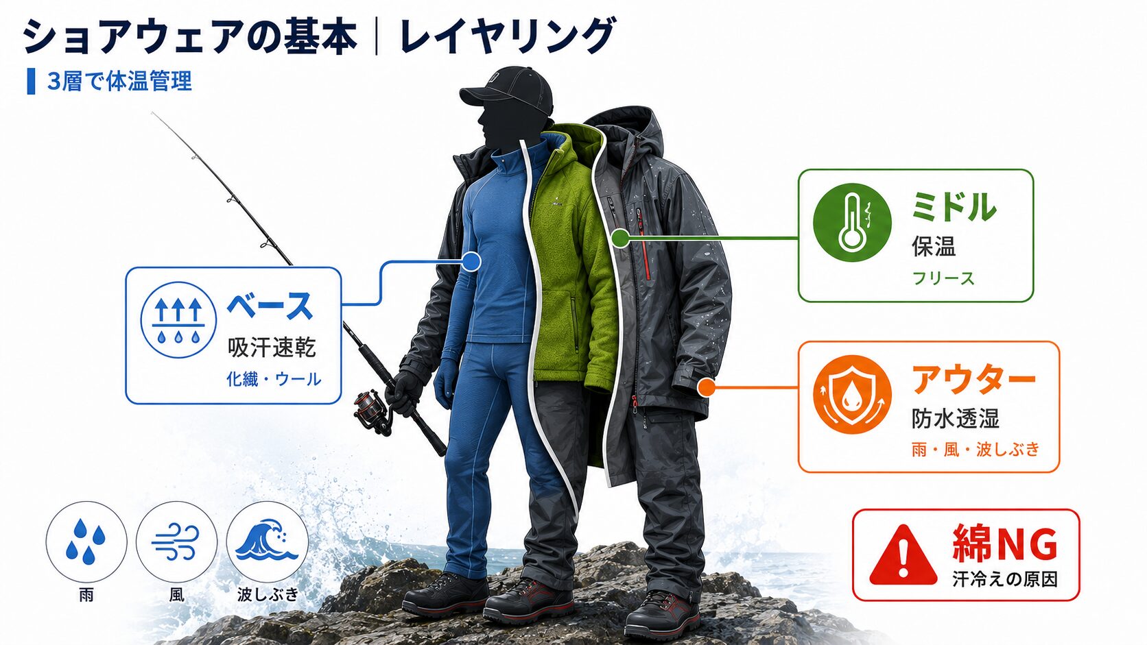 レイヤリングの3層構造
