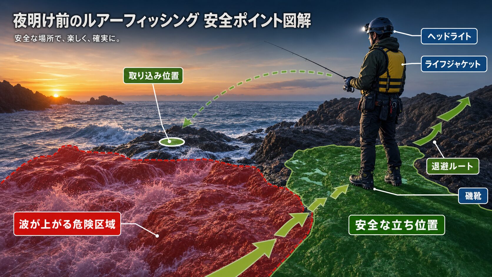 磯の青物釣りで確認する安全な立ち位置・危険区域・退避ルート