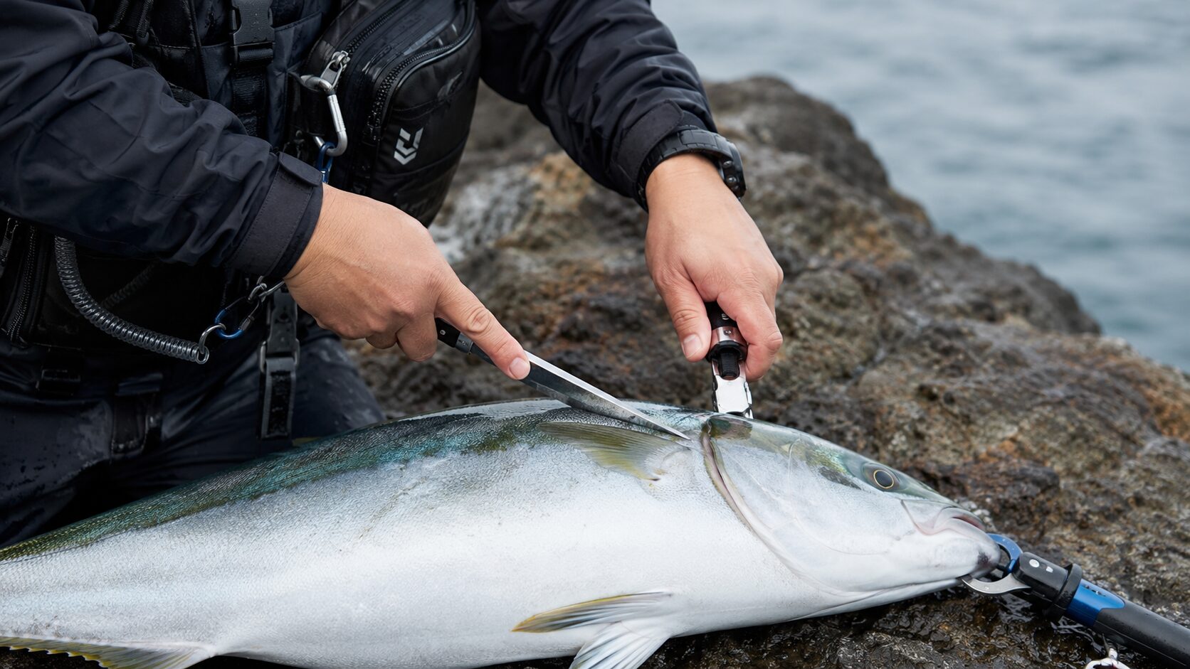 磯で釣った青物を締める