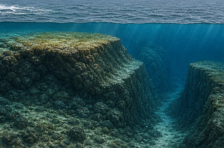 海中地形から青物の立ち位置を読む|瀬・カケアガリ・スリットの状況を水中と磯上から示した図解